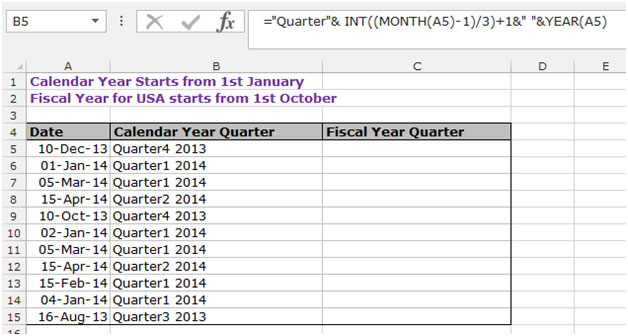 How to Calculate the Quarter in Microsoft Excel