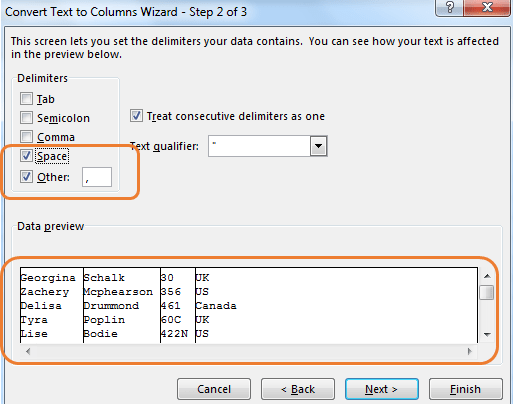 How to Extract First, Middle and Last Name from One Cell Into Separate