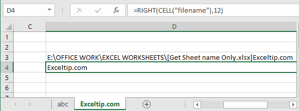 How to Get Sheet name of worksheet in Excel