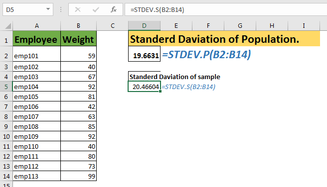 How To Use Excel STDEV.P Function