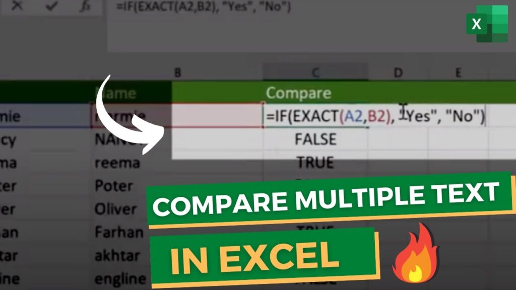 Compare Text In Excel ExcelTutorial