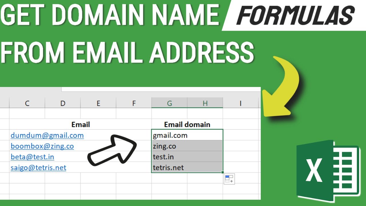 How to Get Domain Name from Email Address ExcelTutorial