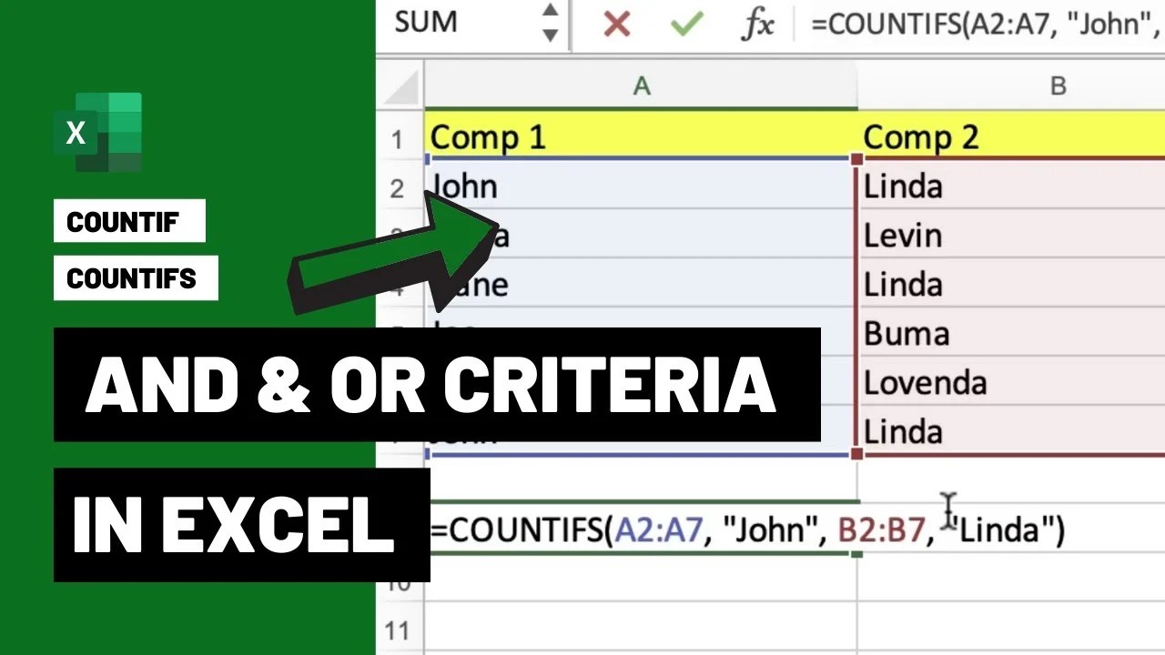 Countif Function in Excel With Multiple Criteria (And/Or) ExcelTutorial