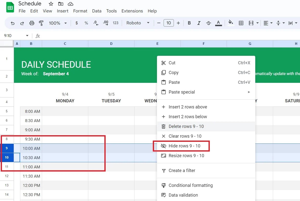 How To Hide Rows In Google Sheets (Quick Guide) ExcelTutorial