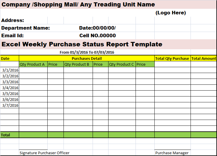 Top 4 Weekly Status Report Template Excel Word Template