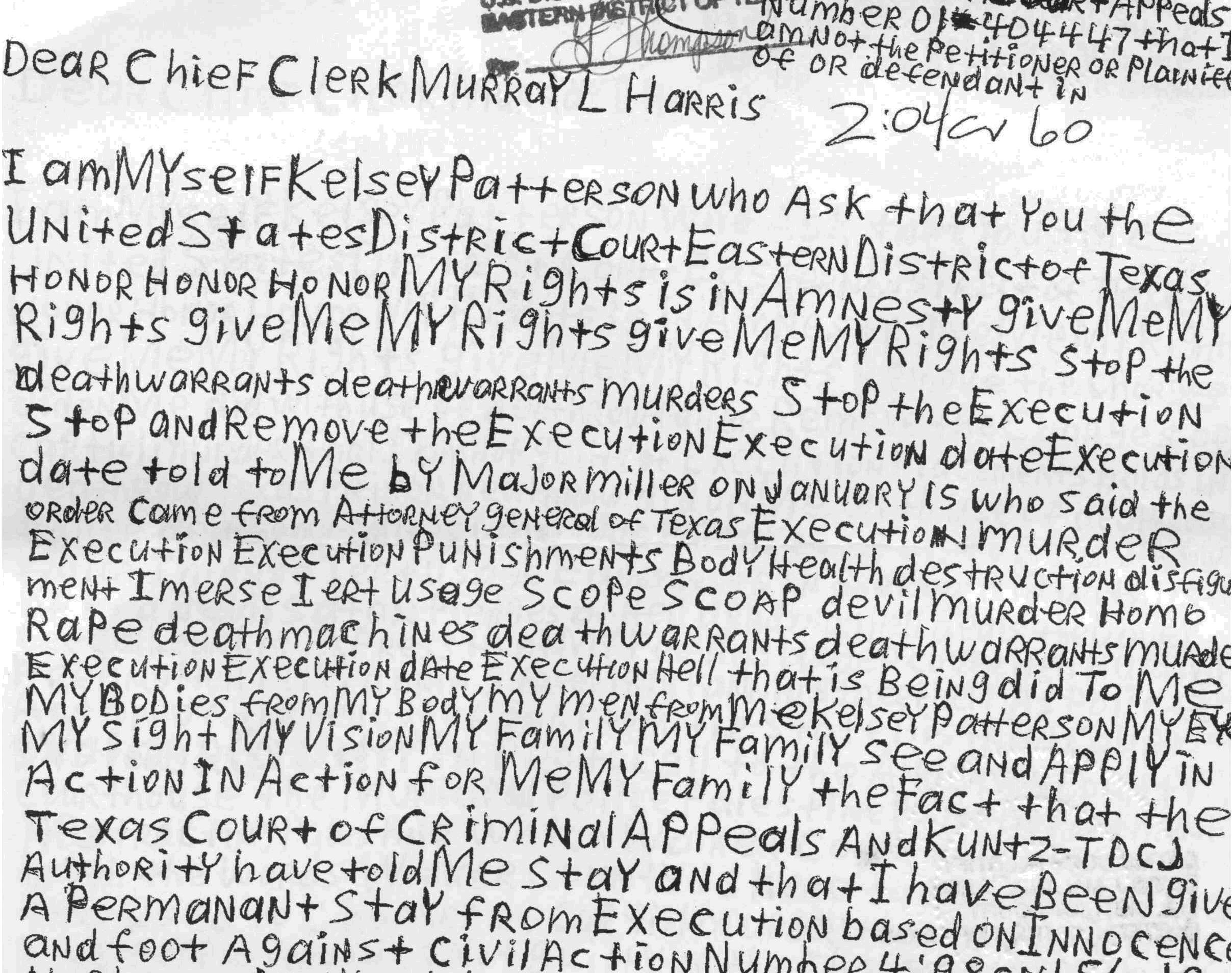 2004 Case Study Kelsey Patterson Executed Today