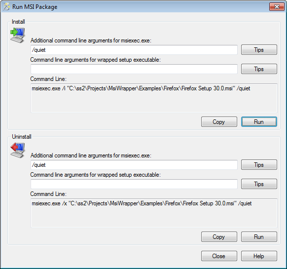 Screenshots MSI Wrapper