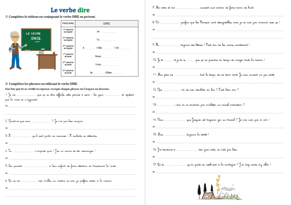 Conjugaison Exercices sur le verbe dire Exercices à imprimer