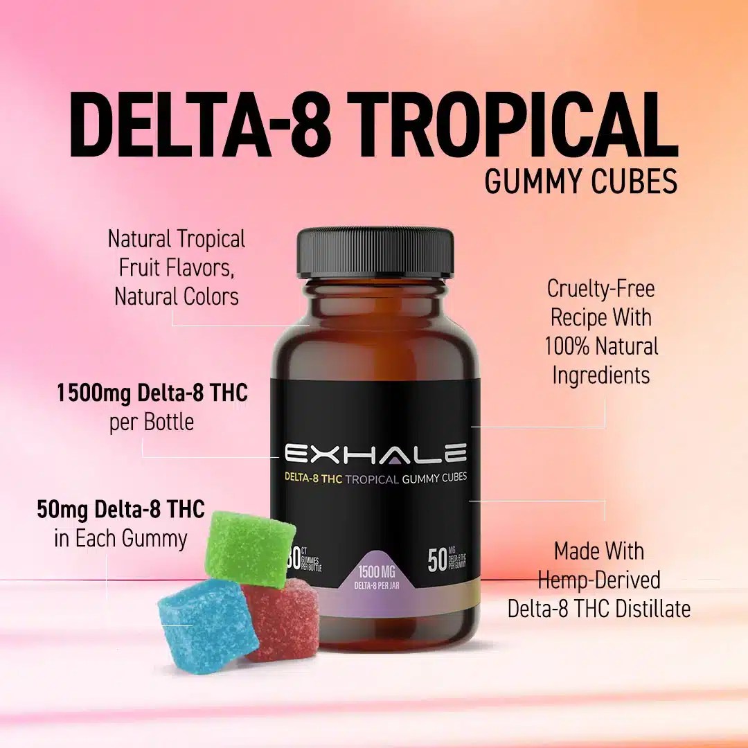 Tropical Bliss Delta 8 THC Gummies 1500mg Exhale Wellness