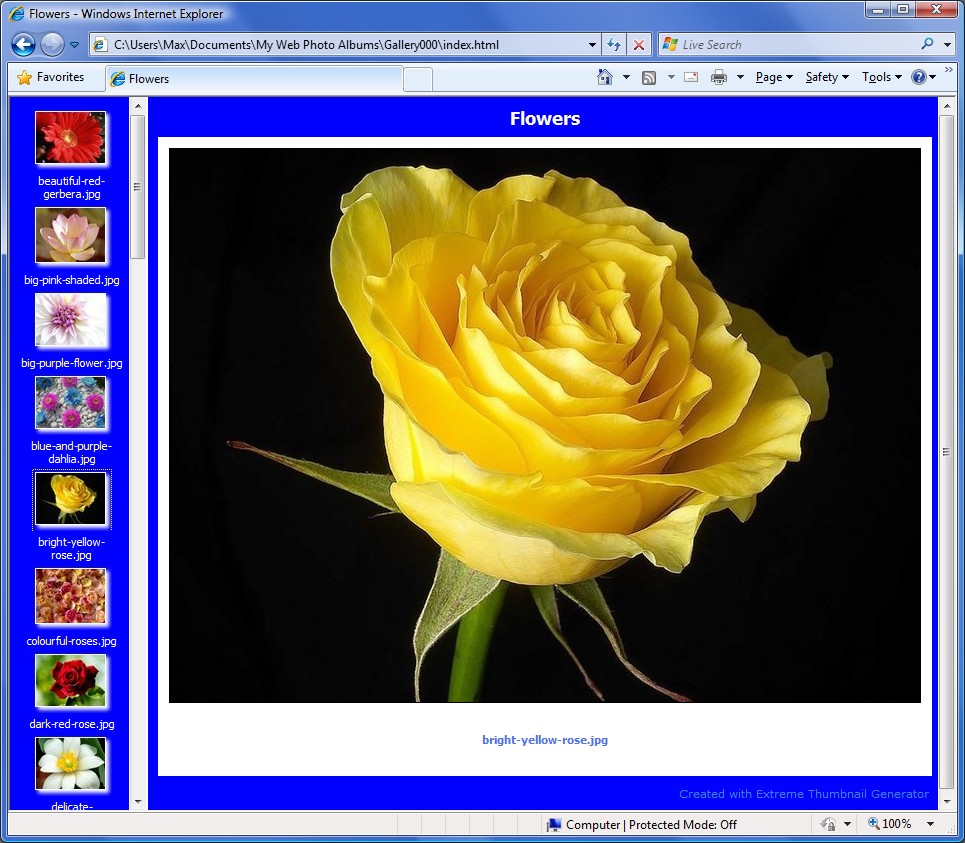 Thumbnail gallery of your photos easy as 123!