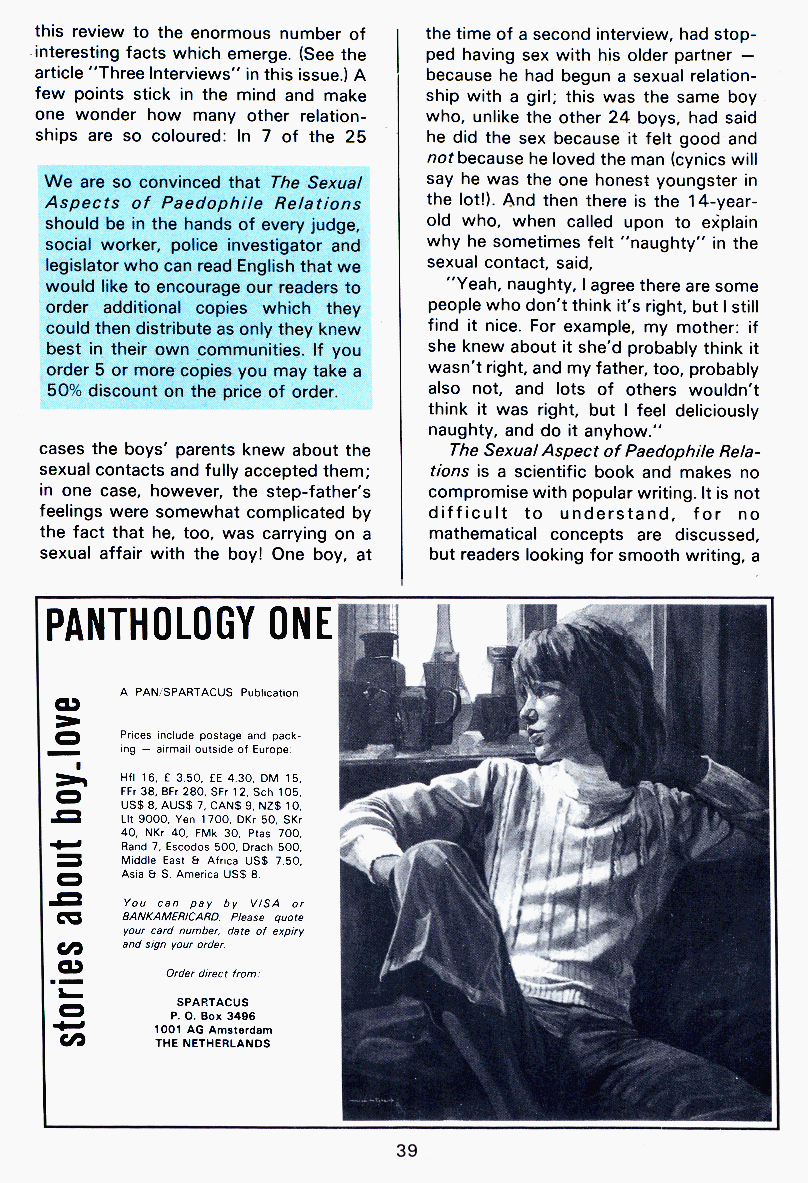 PAN A Magazine About BoyLove, Number 12, July 1982, page 39