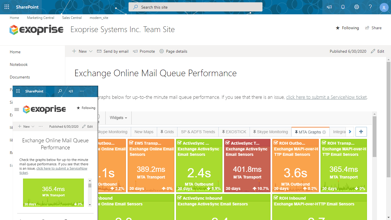 Updated SharePoint, OneDrive Monitoring Exoprise