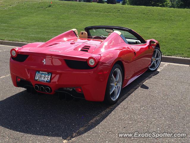 Ferrari 458 Italia spotted in Minneapolis, Minnesota on 07/02/2013
