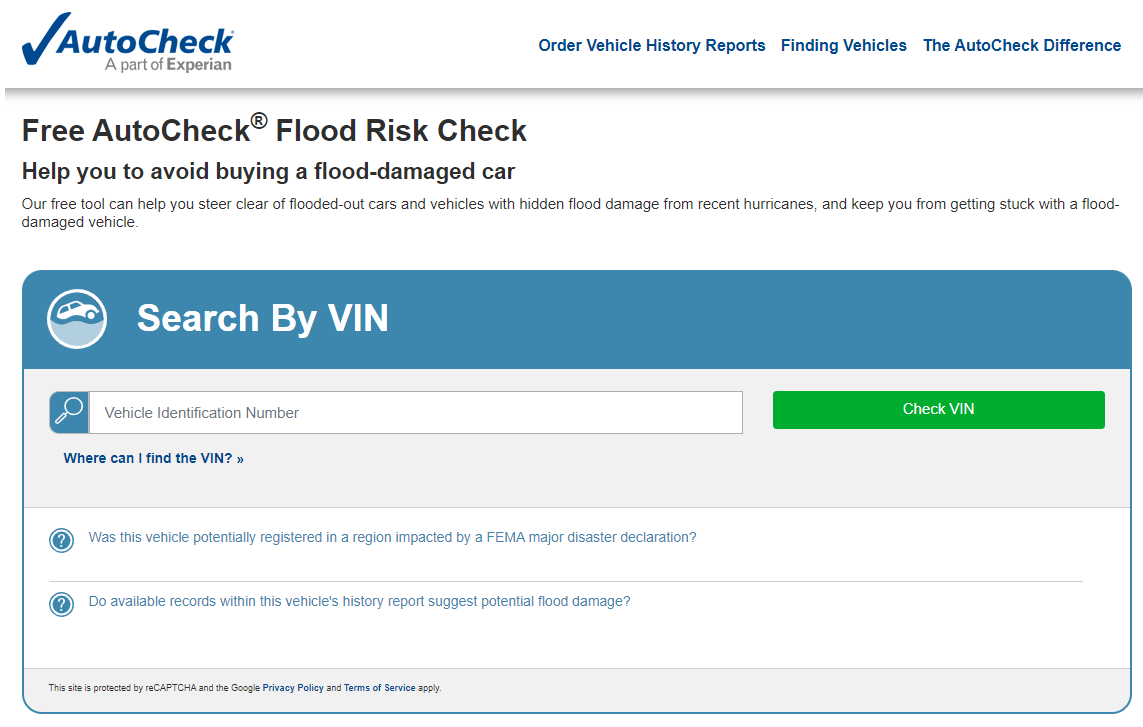 AutoCheck Provides a FREE Flood Risk Check Site Experian Insights