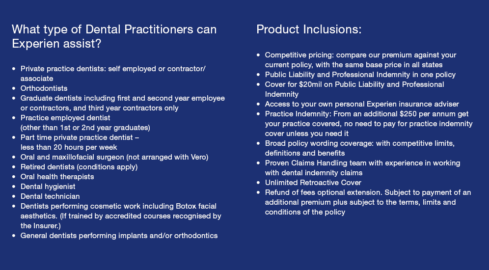 Dental Professional Indemnity Insurance Experien Insurance