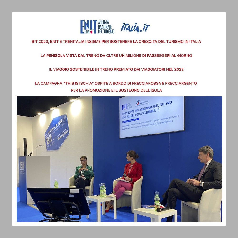 Bit 2023, ENIT E TRENITALIA insieme per sostenere la crescita del turismo in Italia EXPERIENCES Bit 2023, ENIT E TRENITALIA insieme per sostenere la crescita del turismo in Italia EXPERIENCES