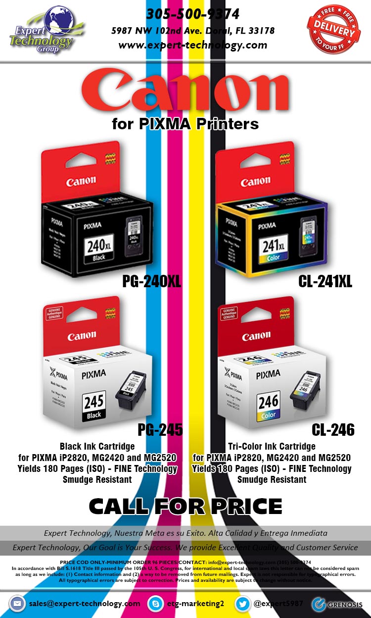 Canon Ink PIXMA PG240XL & CL241XL / PG245 & CL246 Expert Technology