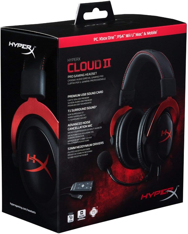 Kingston KHXHSCPRD HyperX Cloud II Gaming Headset Red www