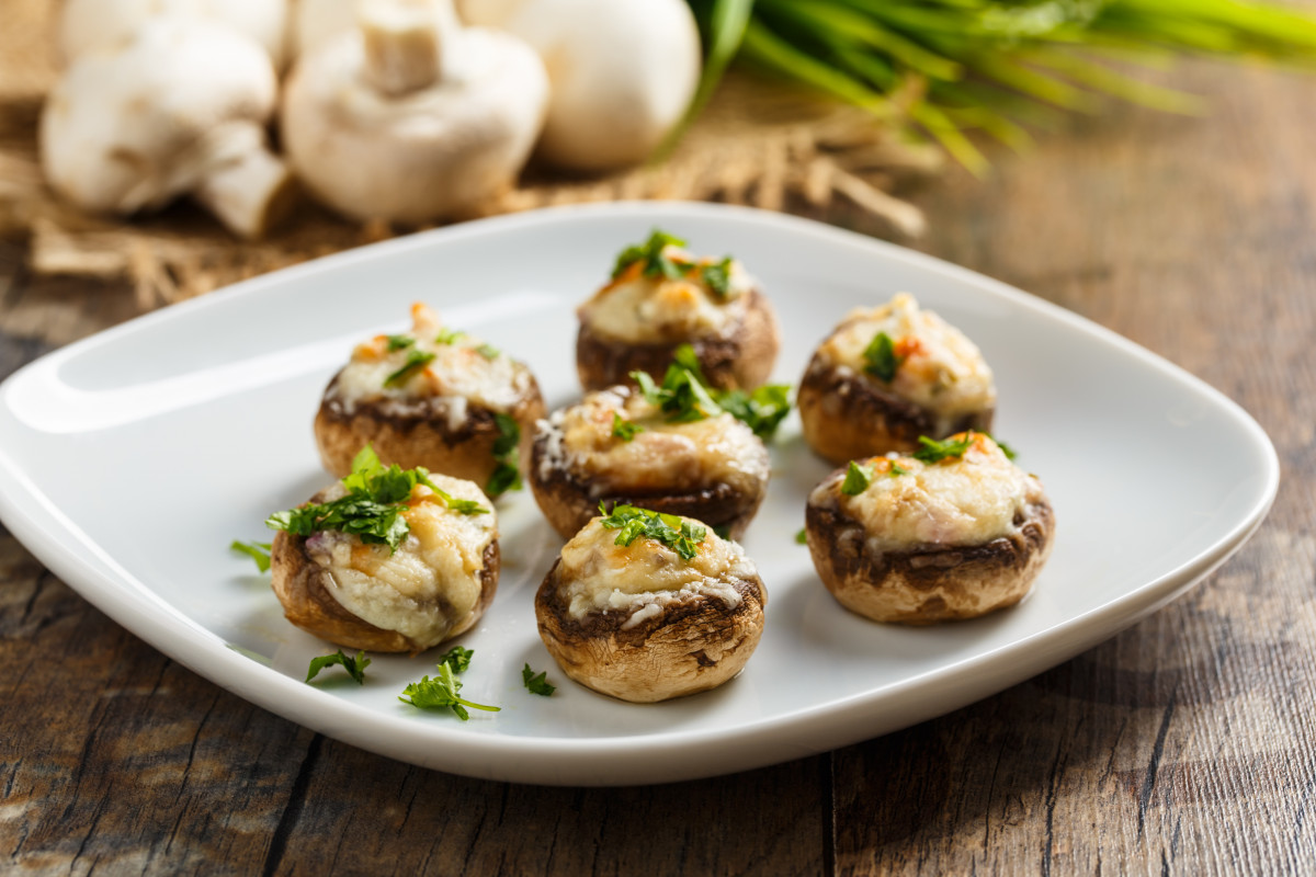 Rezepte für gute Vorsätze Gebackene Champignons mit WalnussPesto