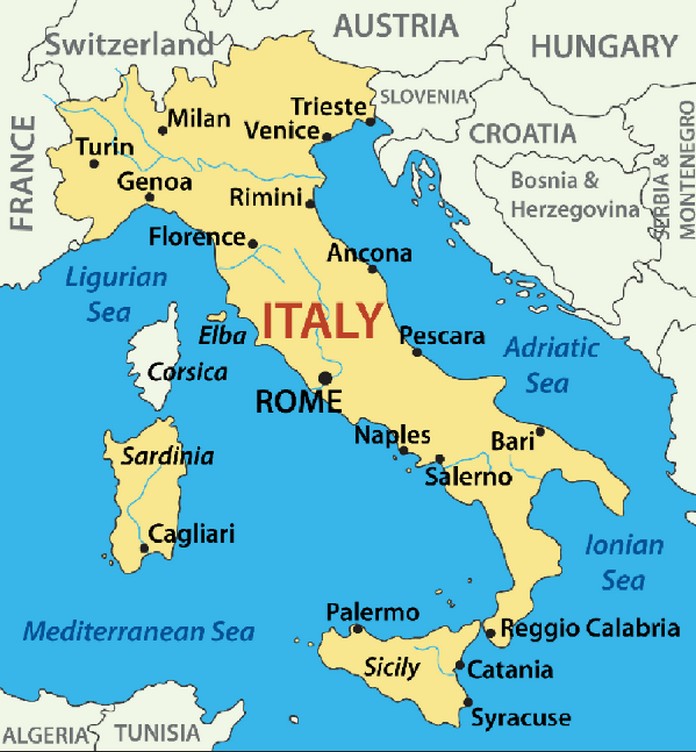 Map of Italy with major Cities + Places
