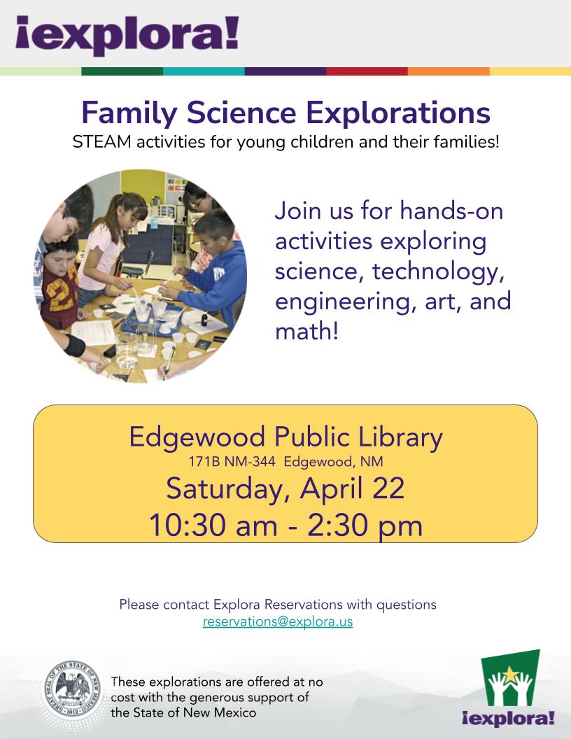 Family Science at Edgewood Public Library Explora