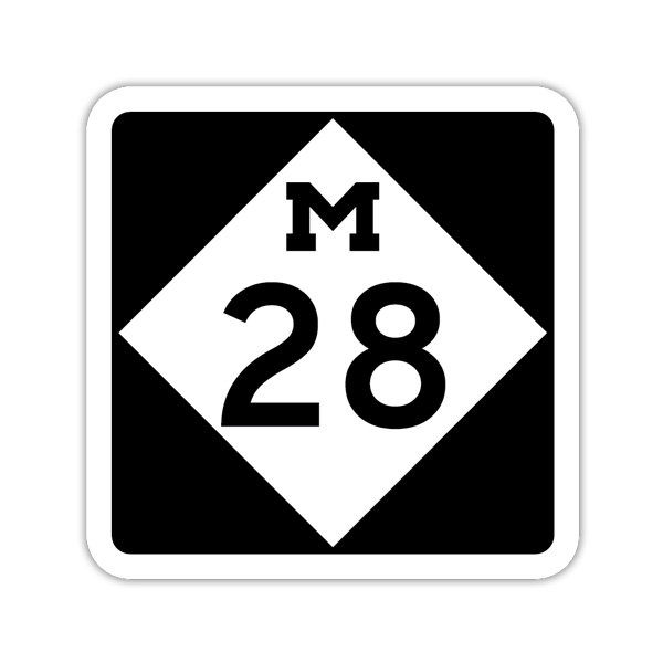 M28 sign Explore Munising