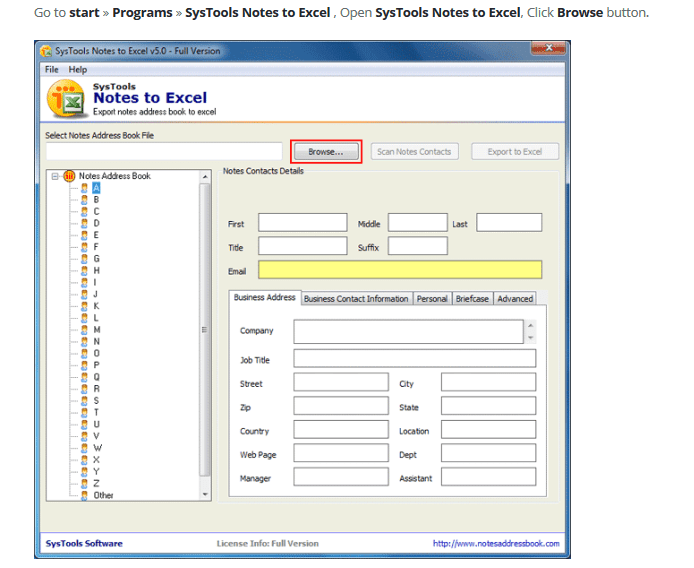Convert Lotus to Excel » Lotus Notes Contacts to Excel