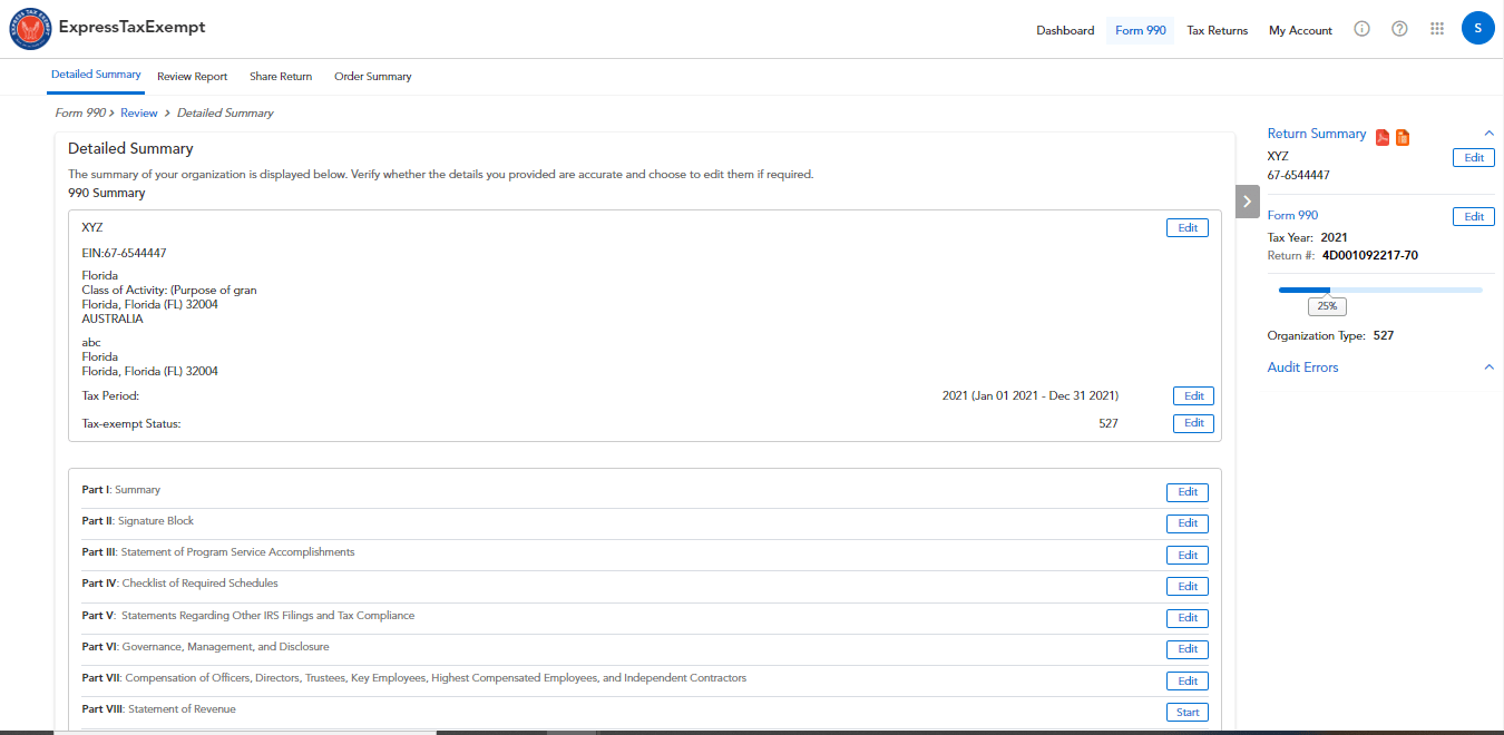 EFile 990 IRS 2021 Form 990 Online Nonprofit Tax Filing