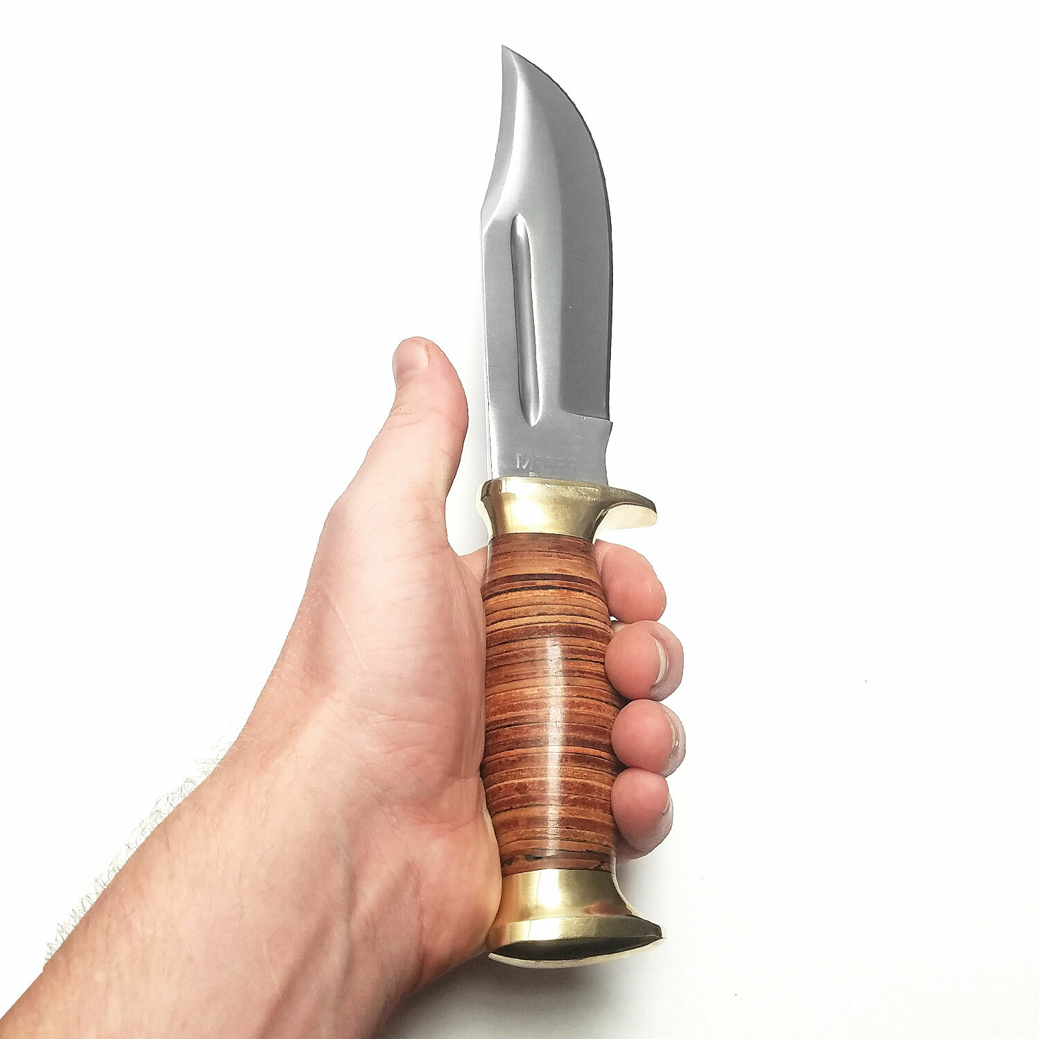 Extac Australia Marbles Stacked Leather Hunter Bowie Knife