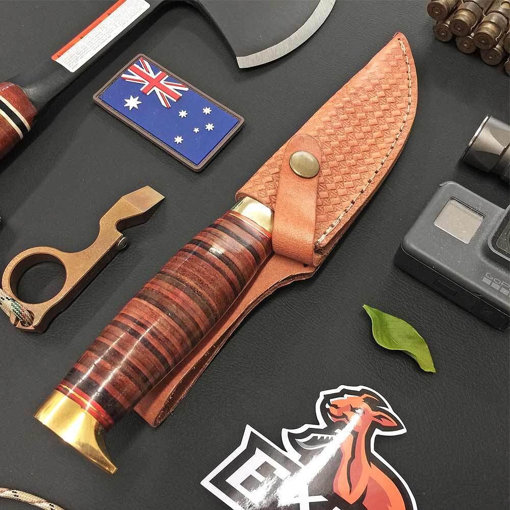 Extac Australia Rough Rider Stacked Leather Hunting Knife
