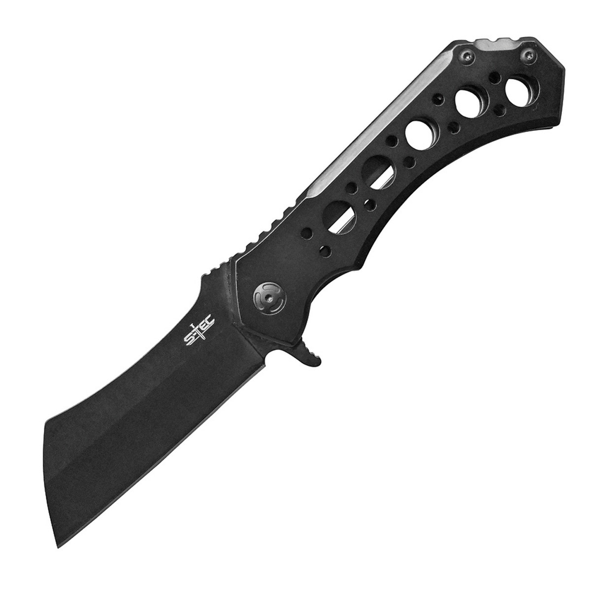 Extac Australia STEC Black Cleaver Blade Flipper Folding Knife