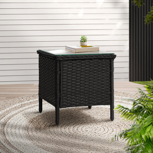 Side Table Coffee Patio Desk Outdoor Furniture Rattan Indoor Garden