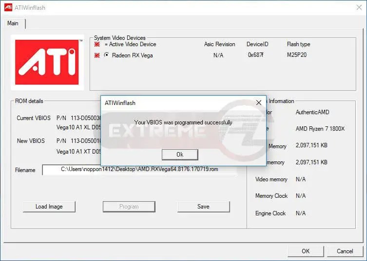 TIPสอนแปลงร่าง AMD VEGA 56 จับ flash bios ใหม่กลายเป็น AMD VEGA 64