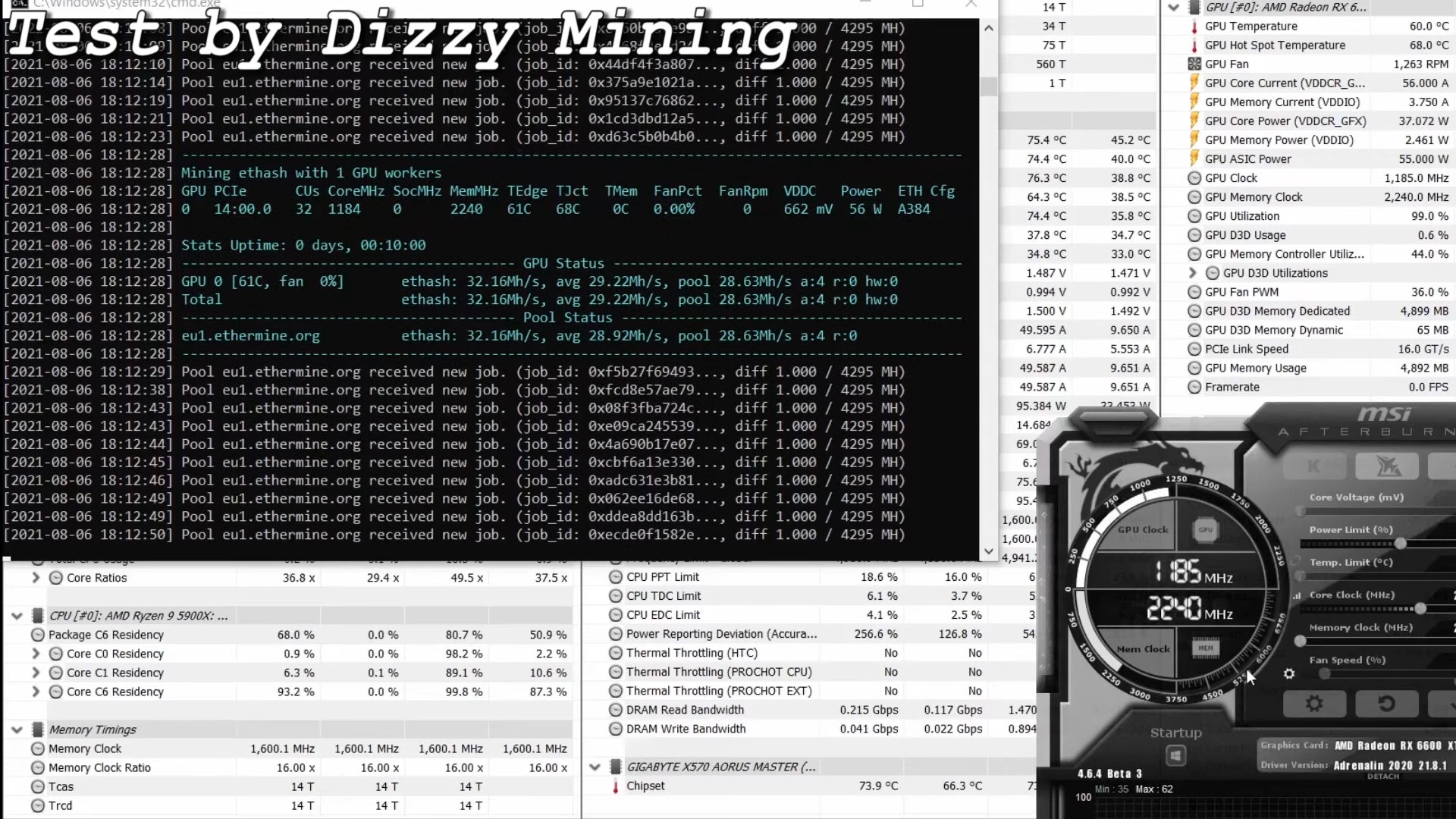 RX6600XTMiningETHHashrateWithOverclockingMSI