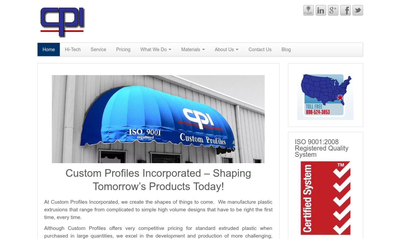 Custom Profiles, Inc. Extruded Plastics