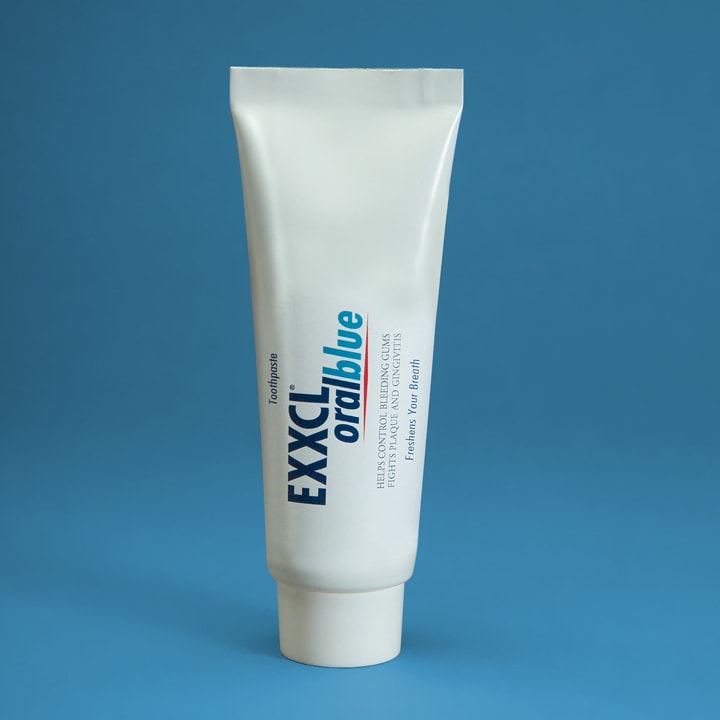 EXXCL Oral Blue® Toothpaste, 4 oz tube. Case of 12 EXXCL Oral Blue Biofilm Innovations Group