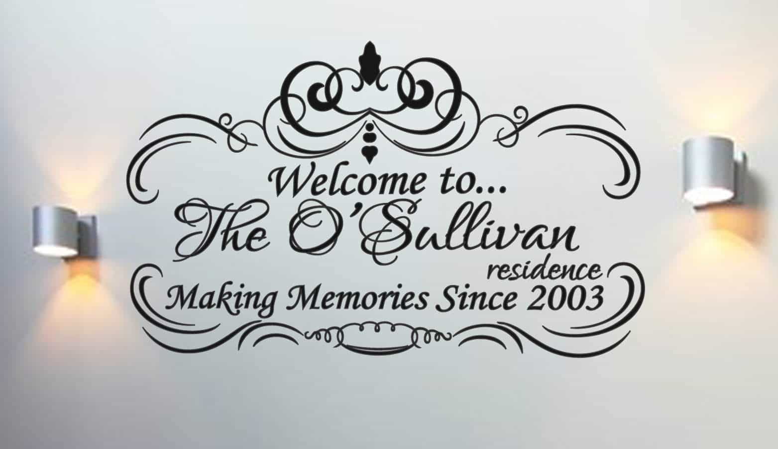 Personalised family name Wall art decal wall decals wall stickers