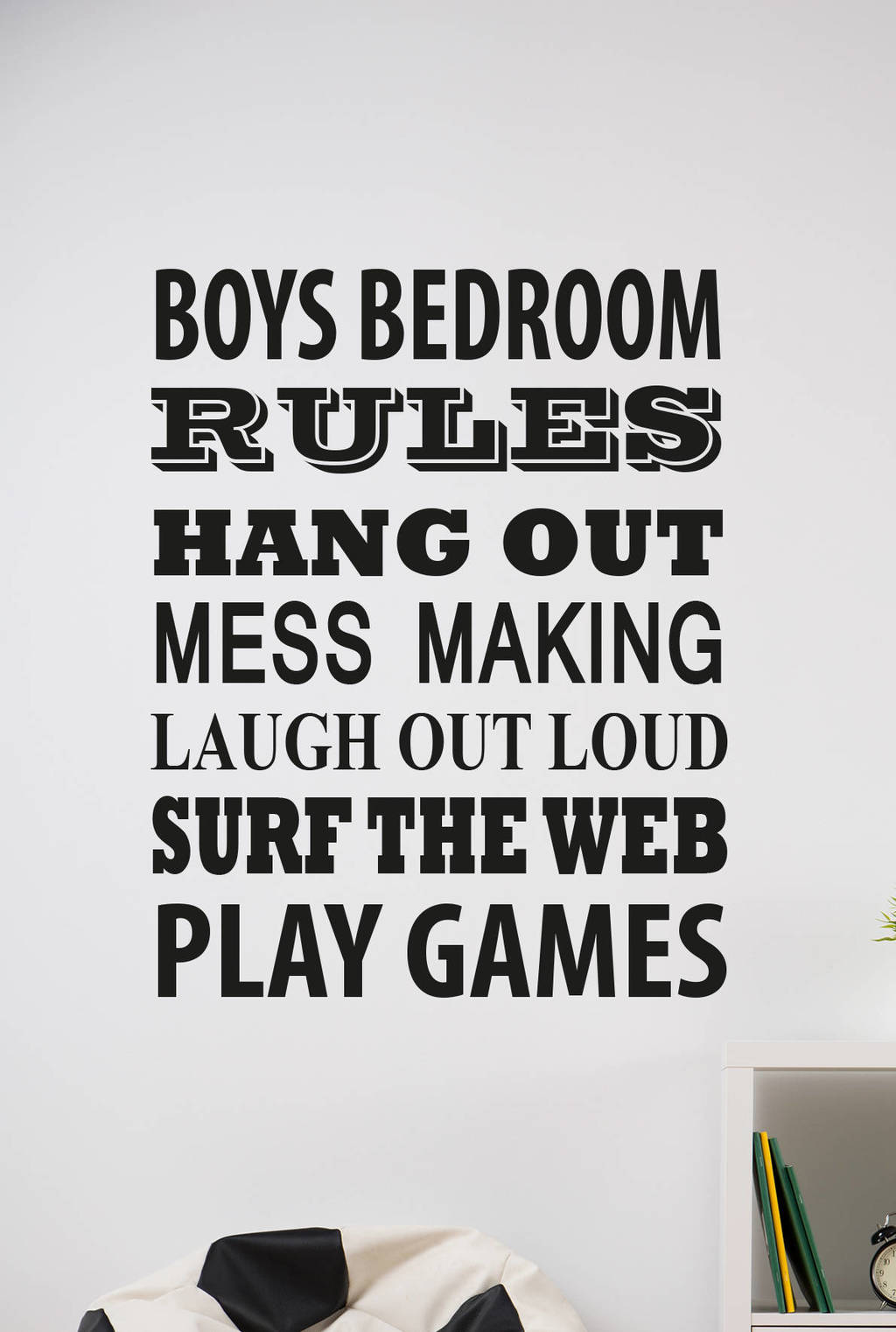Boys bedroom rules wall decal