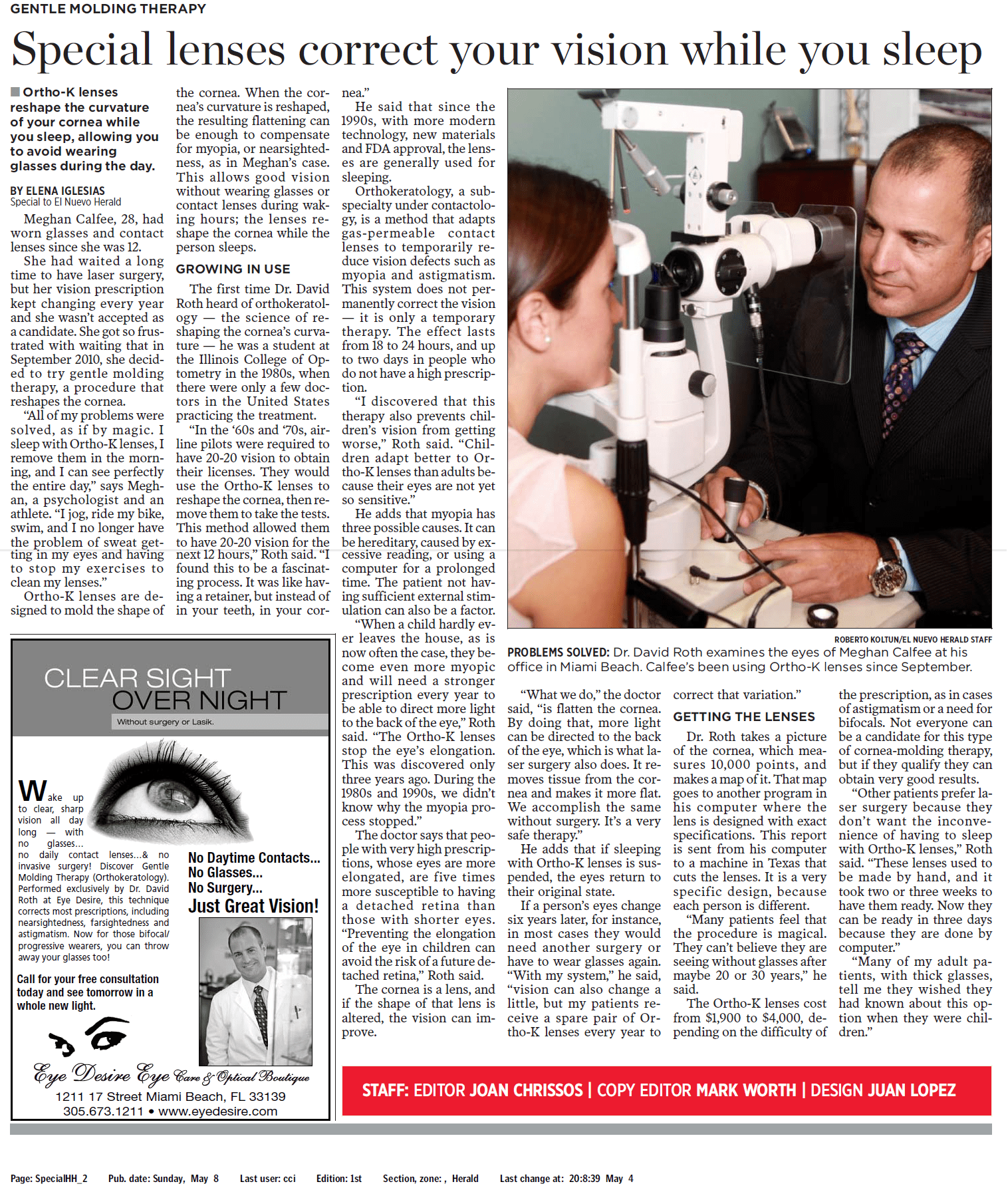 DR. DAVID ROTH IN THE MIAMI HERALD! Eye Desire Eye Care and Optical