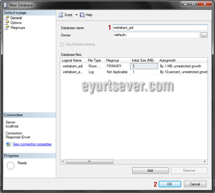 Sql Server 2008 Veritabanı Oluşturma ( Resimli ) Enver Yurtsever