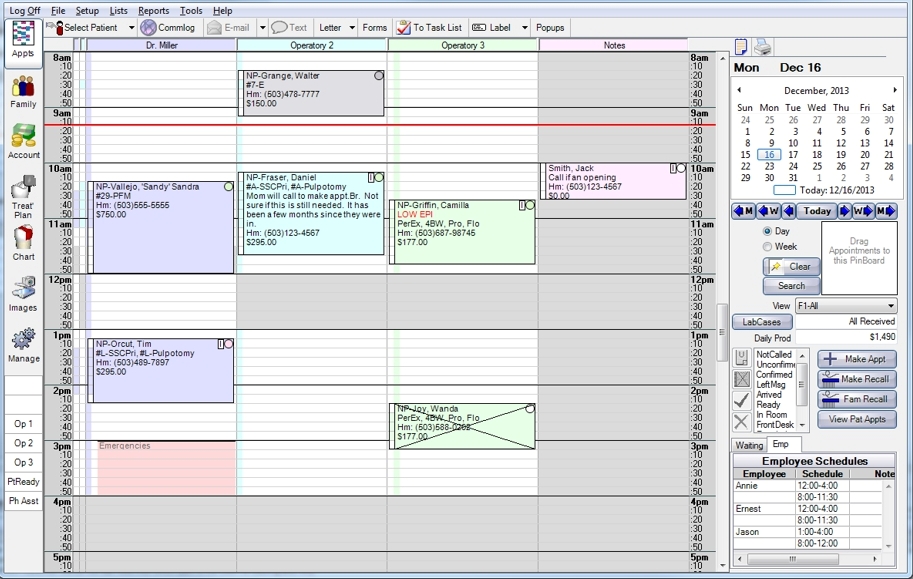 The dental practice is driven by the Appointments Module . This is