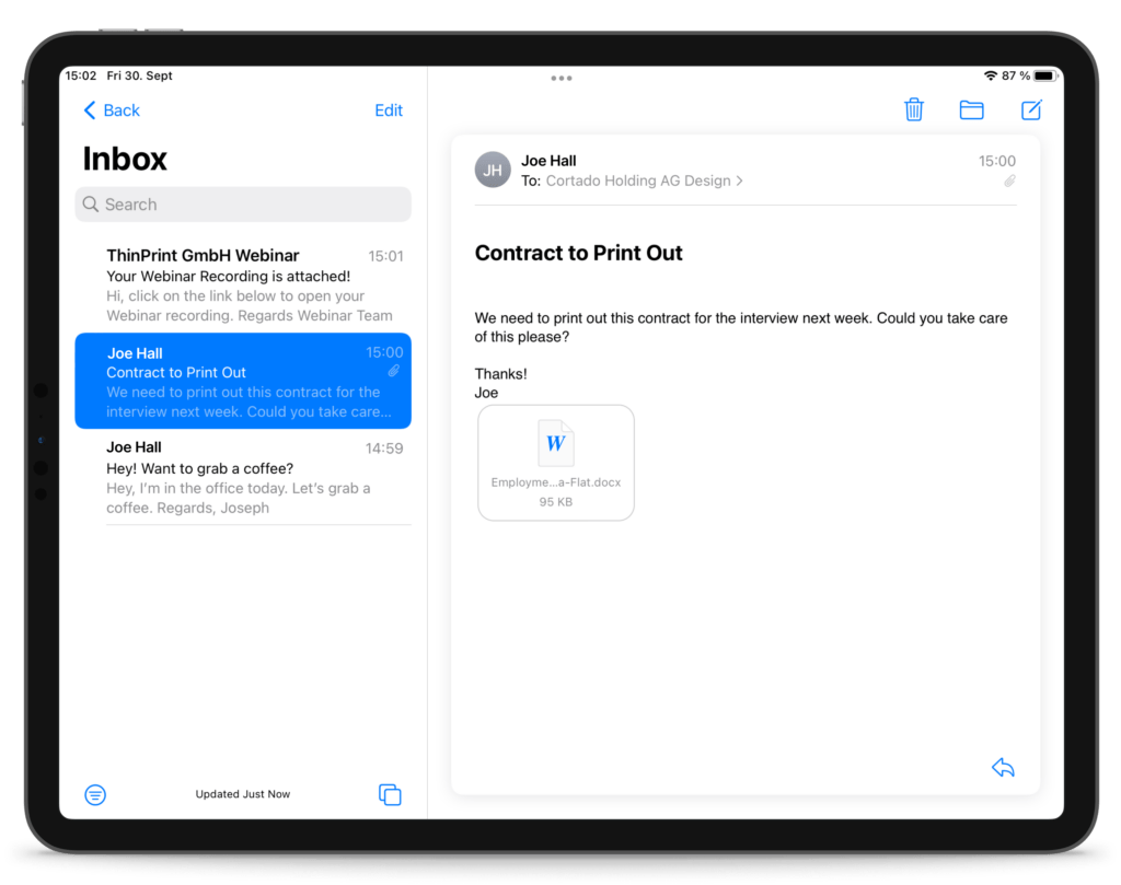 Easily Print Emails from iPhones and iPads With Or Without Airprint ezeep