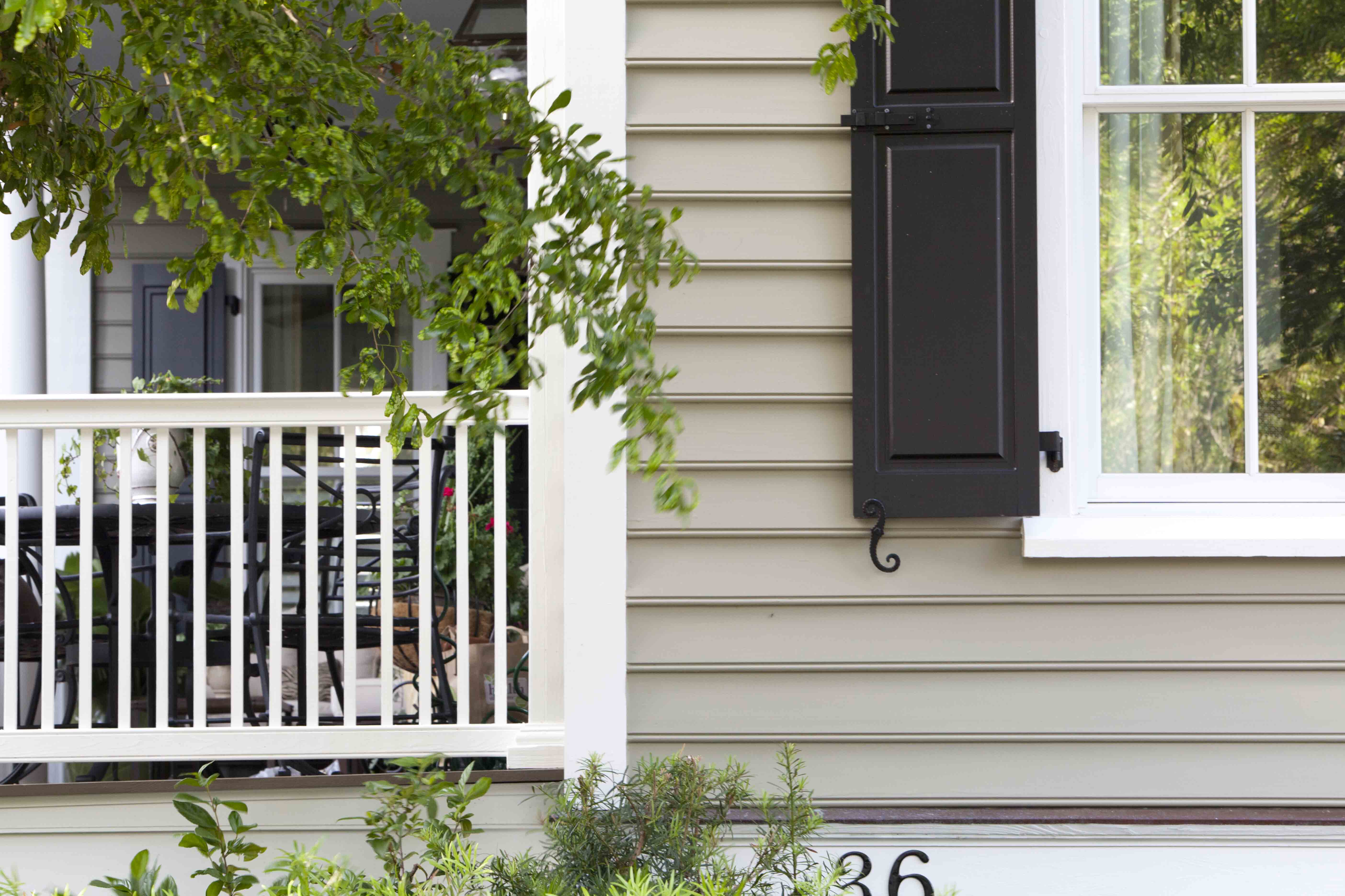 Black Shutters with hardware EZee Set Custom Wood Shutters