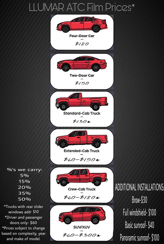 WINDOW TINT PRICES (REGULAR) EZEKIEL WINDOW TINTING & PAINT PROTECTION FILM
