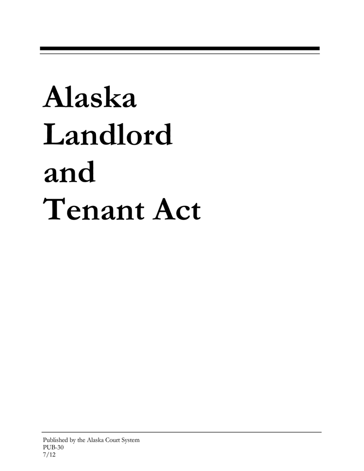 Alaska LandlordTenant Act & Pamphlet EZ Landlord Forms