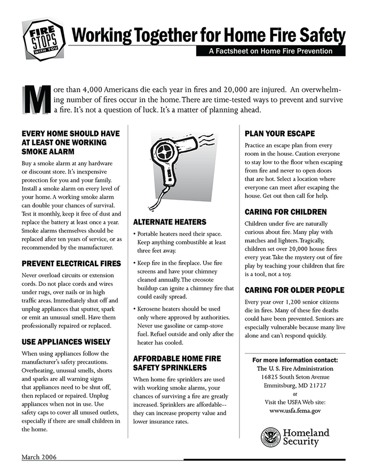 Working Together for Home Fire Safety A Factsheet on Home Fire