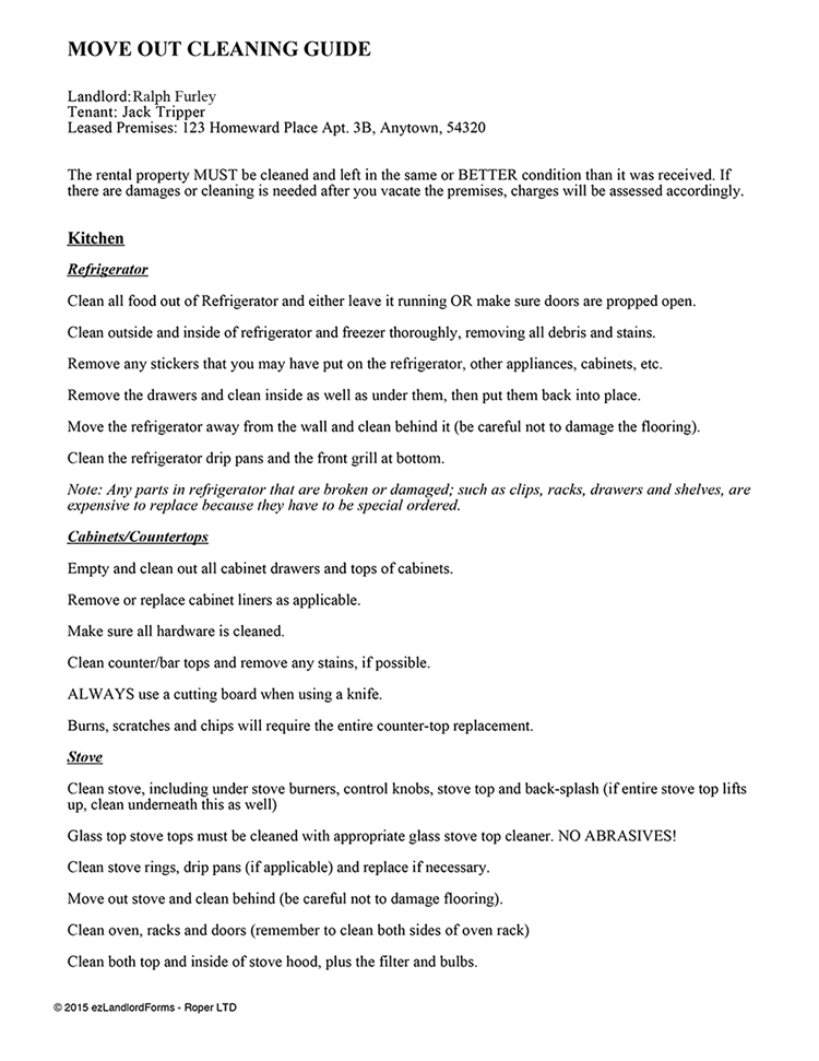 MoveOut Cleaning Guide EZ Landlord Forms