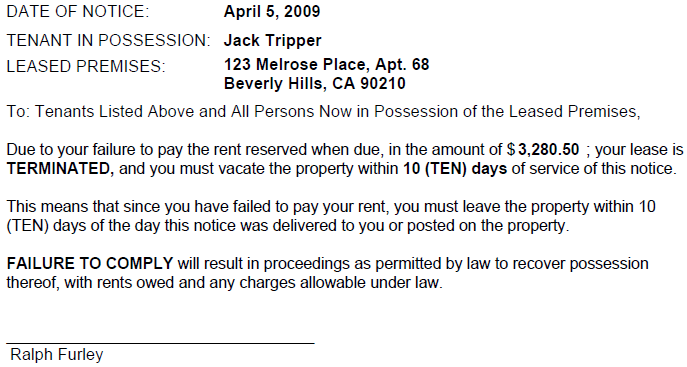 Pennsylvania 10 Day Notice to Quit EZ Landlord Forms