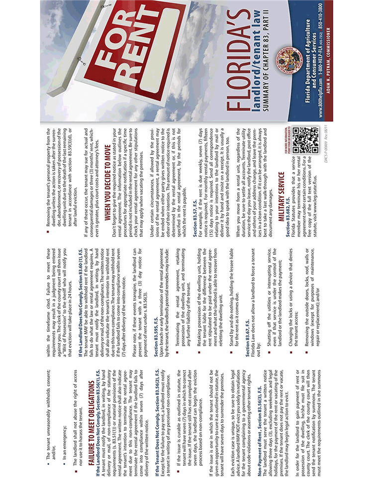 Florida LandlordTenant Brochure (Chapter 83 Part II)