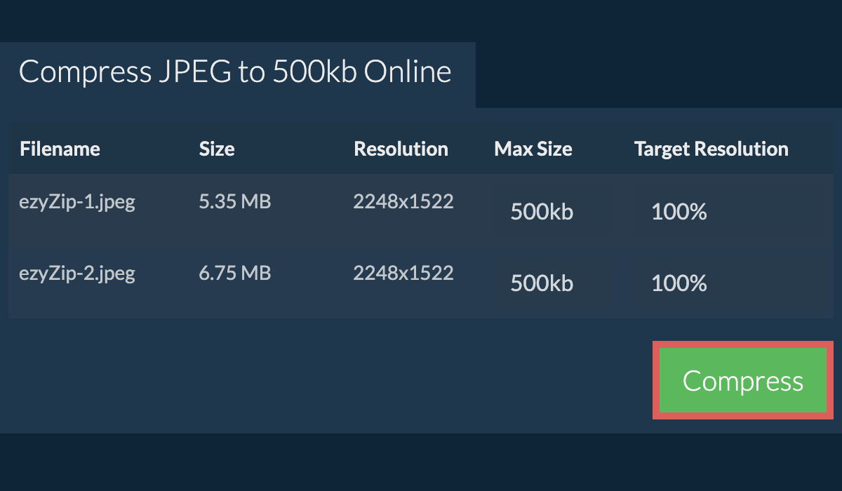 Compress JPEG to 500kb Online (Fast!) ezyZip